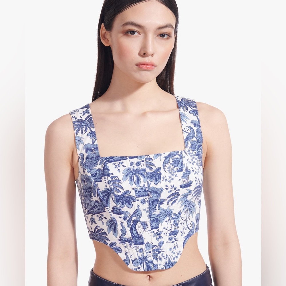 STAUD Alice Top in blue toile